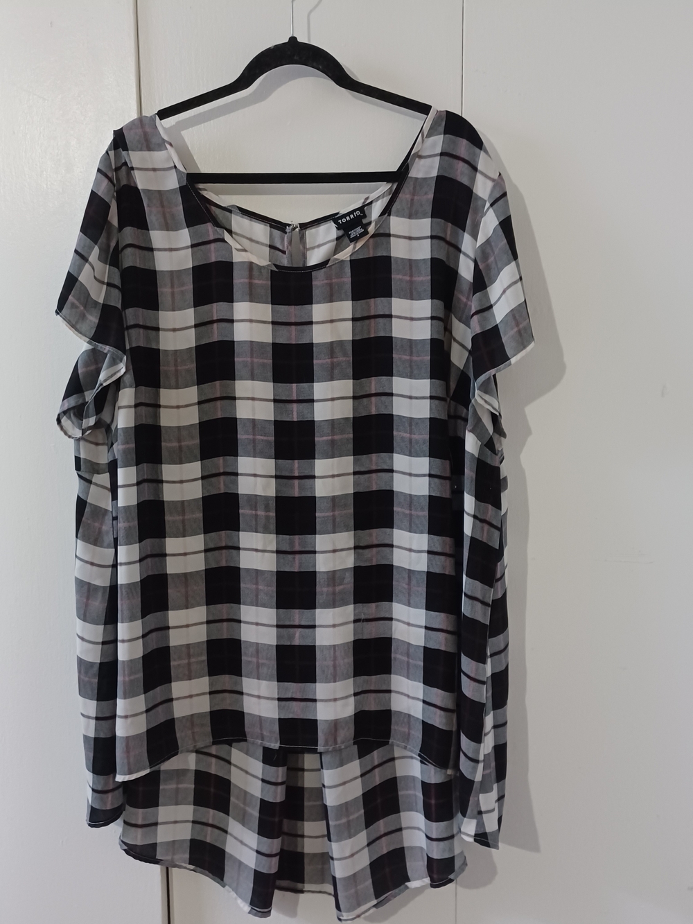 torrid Black & White Plaid Short Sleeve Tunic